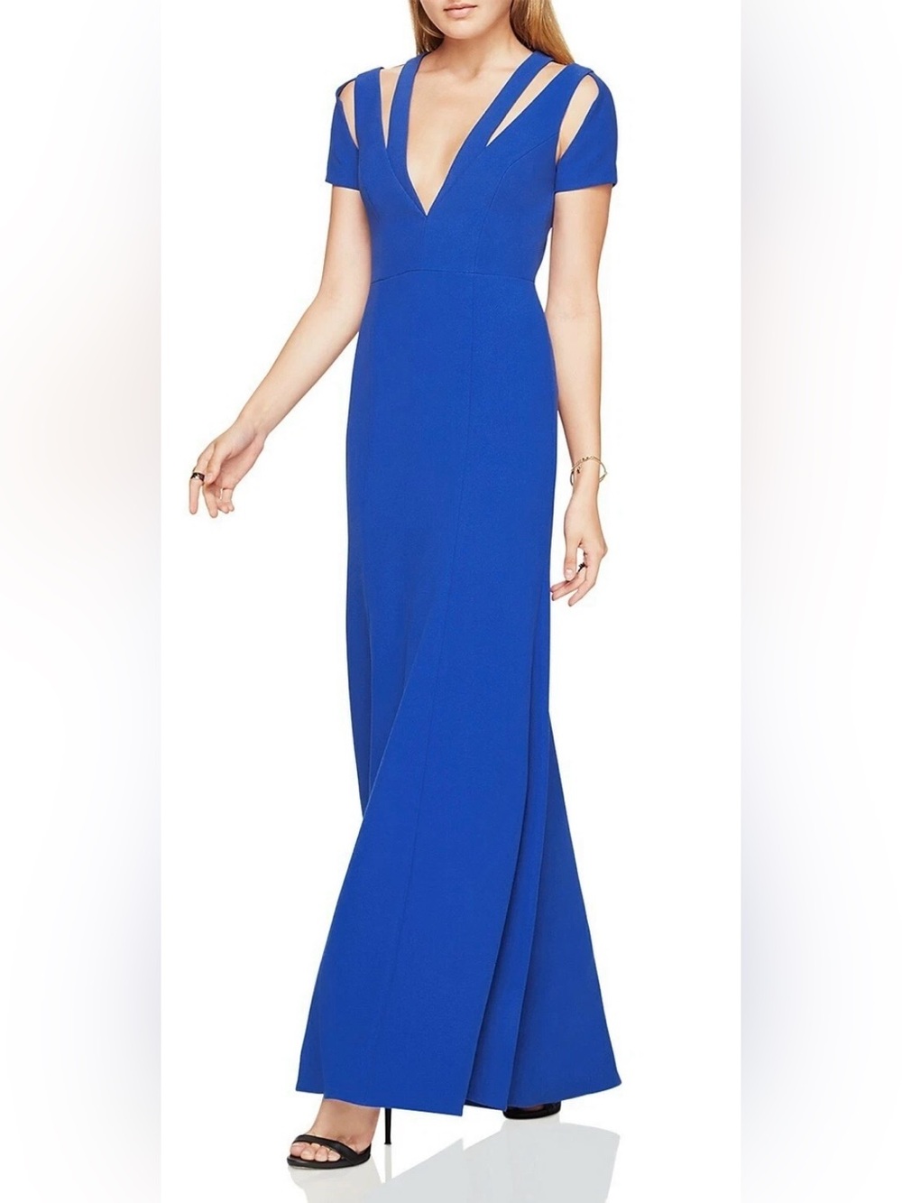 BCBGMaxAzria Cobalt Blue Cutout Maxi Dress, Size 6